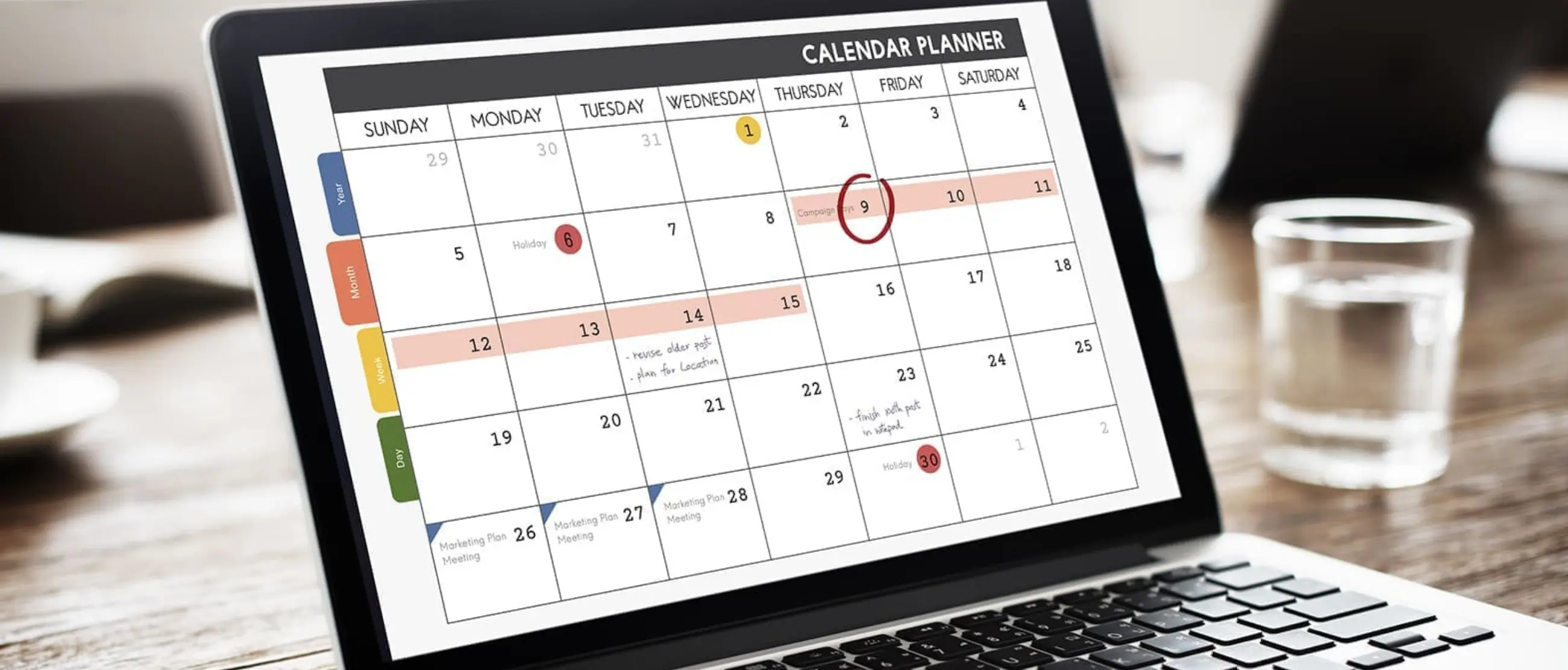 Social media content planning and marketing calendar