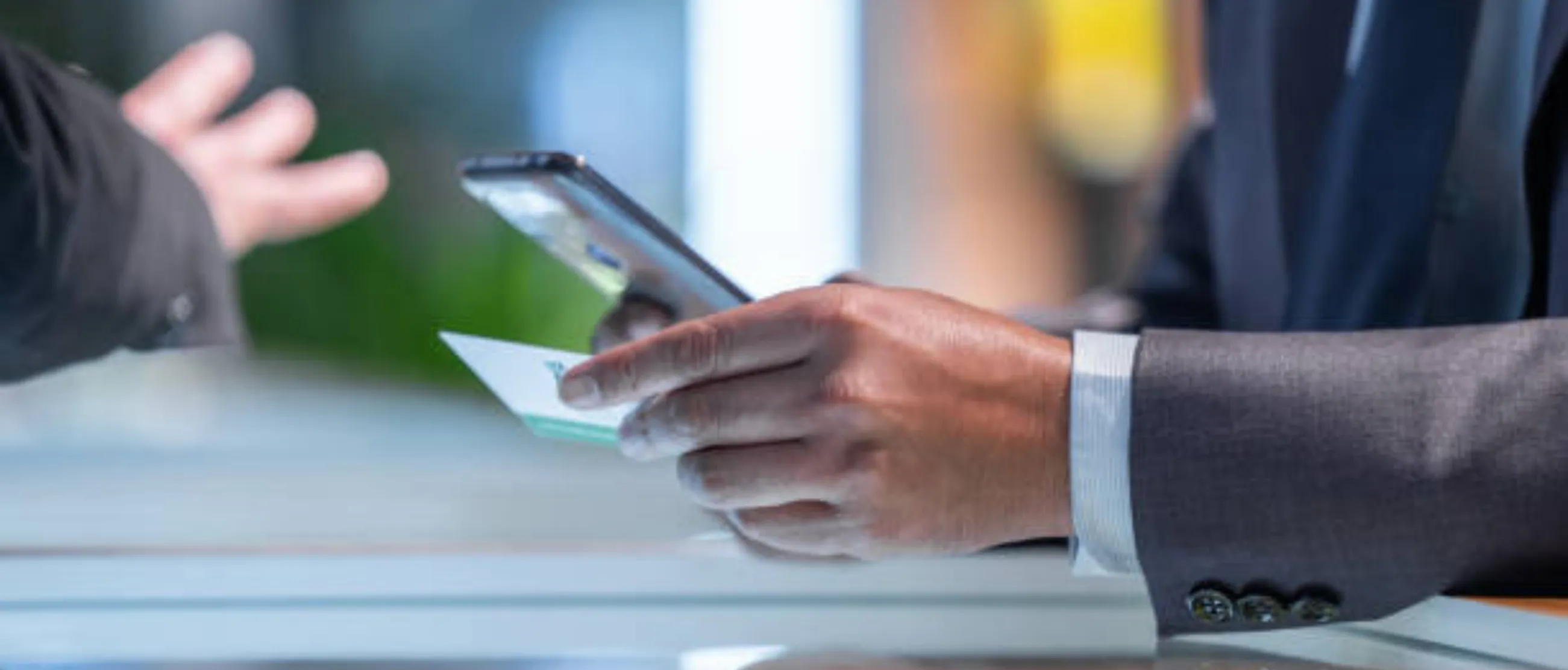 NFC business card tap interaction with smartphone