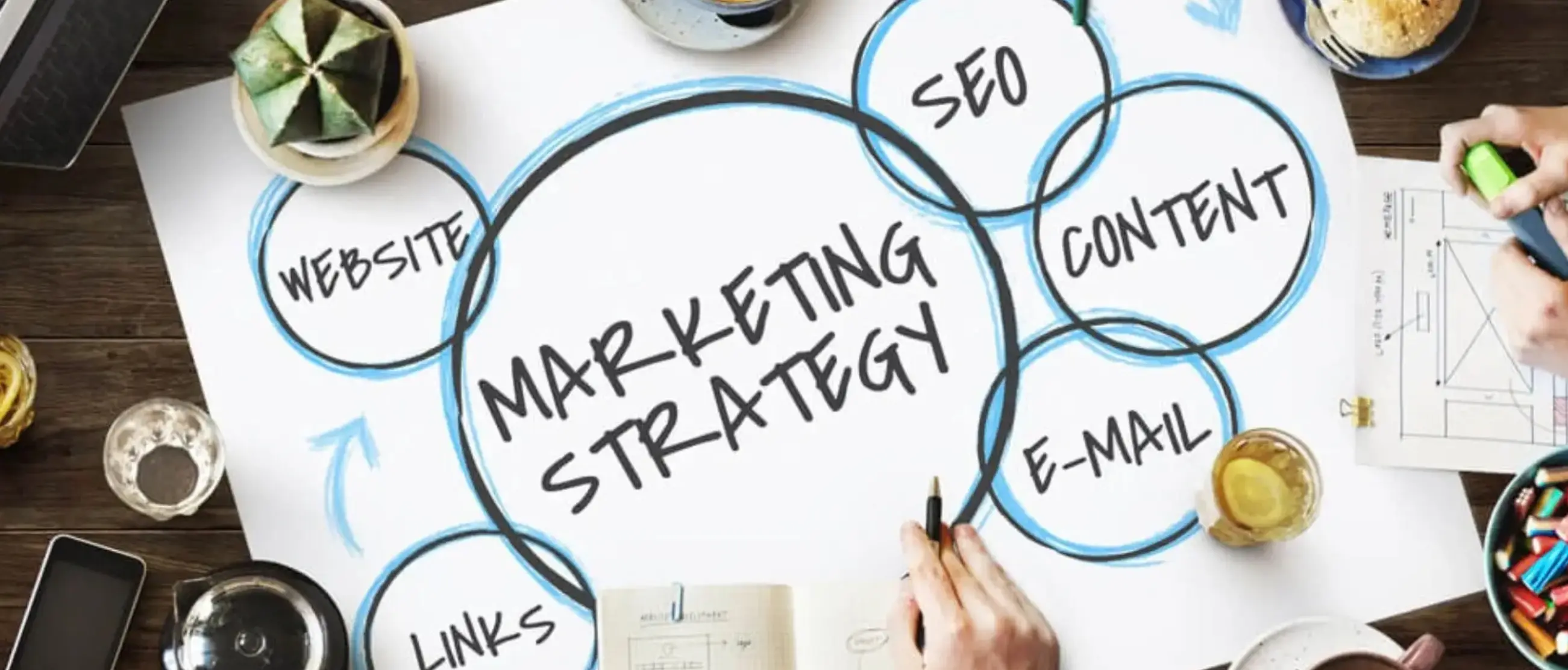 Digital marketing team developing a business growth strategy