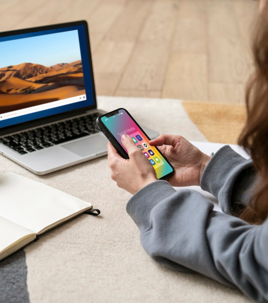 Responsive website design on mobile and desktop devices