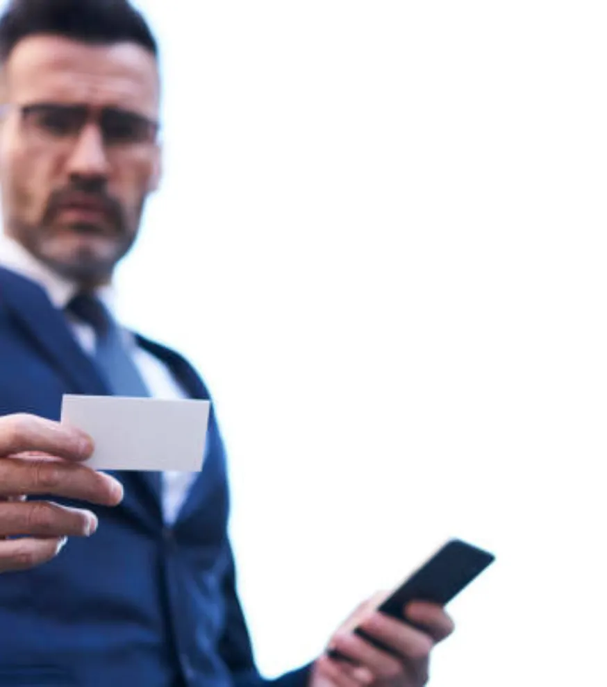 Professional using smart digital visiting card