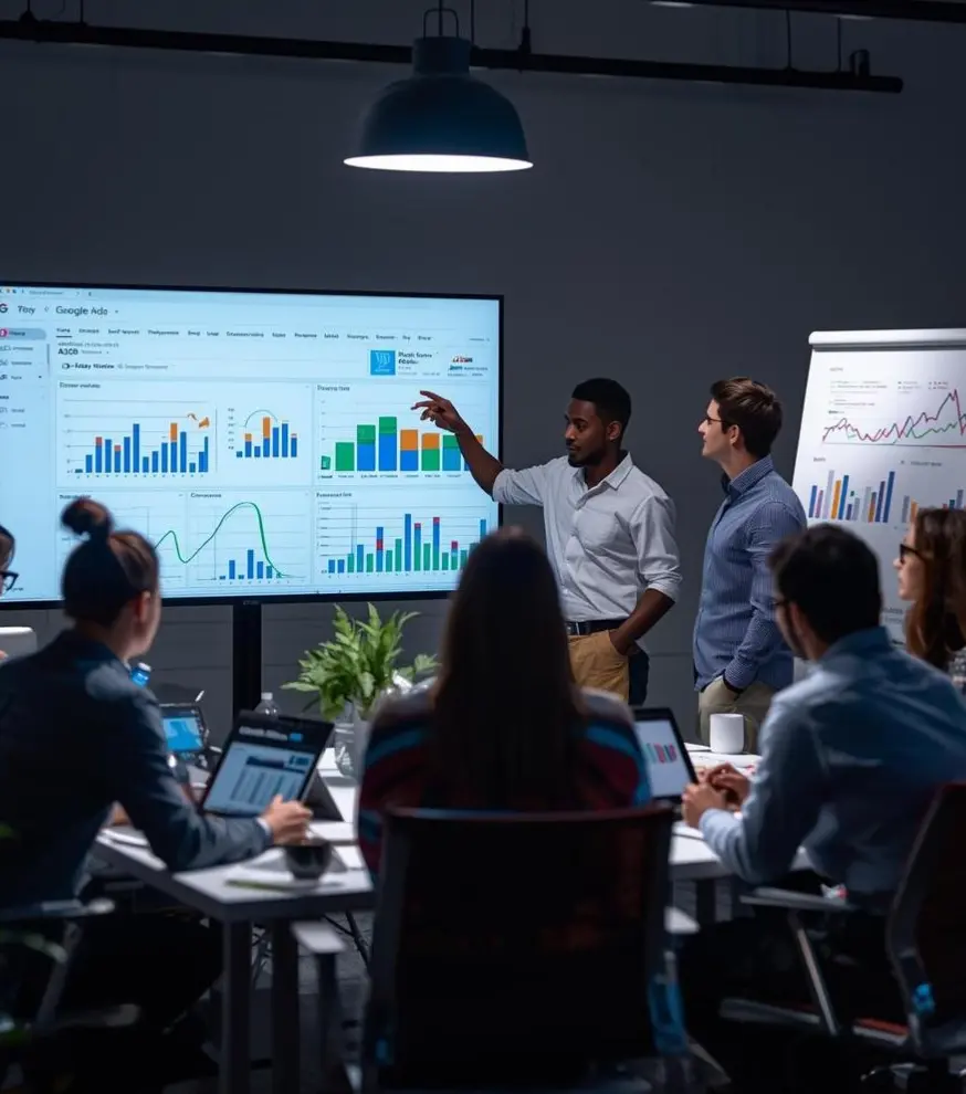 Digital marketing professional analyzing PPC data