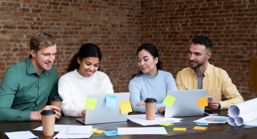 Team planning web development strategy