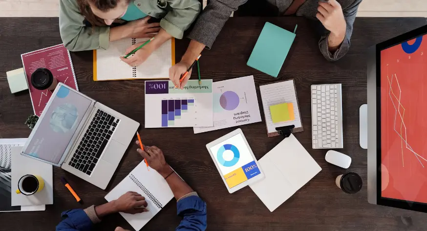 Professional team working on digital marketing campaigns
